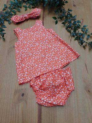 Baby Dress Orange & White Pants & Bow