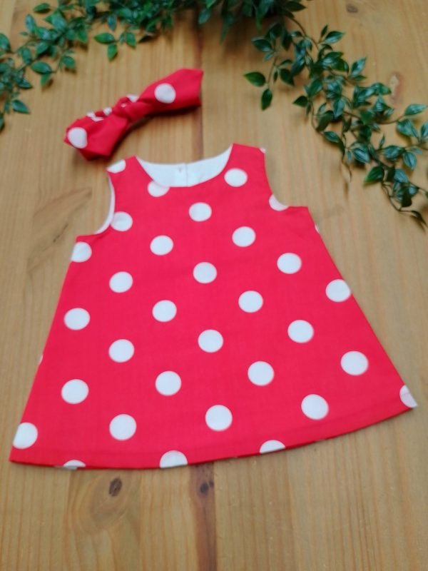 Baby Dress Red with White Spots - Image 2