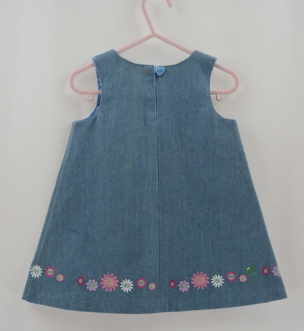 Embroidered Denim Appliqué Dress - Image 3