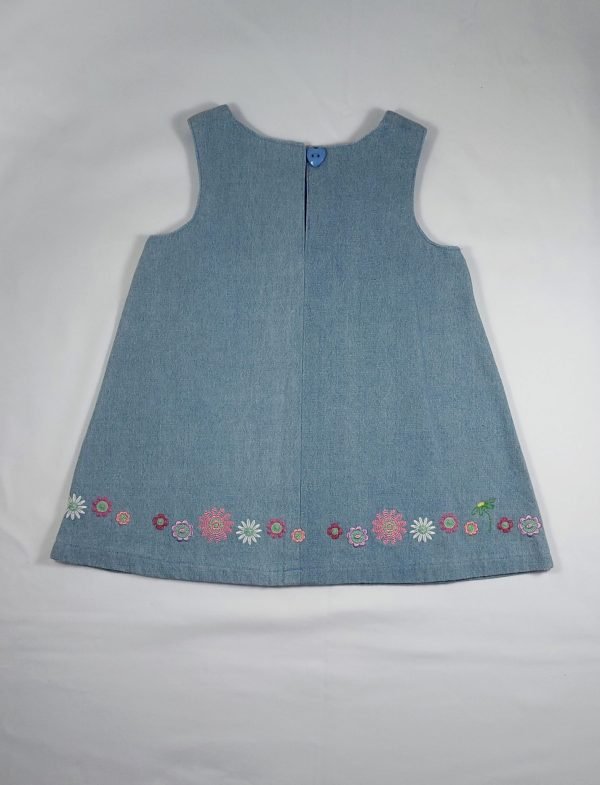 Embroidered Denim Appliqué Dress - Image 2