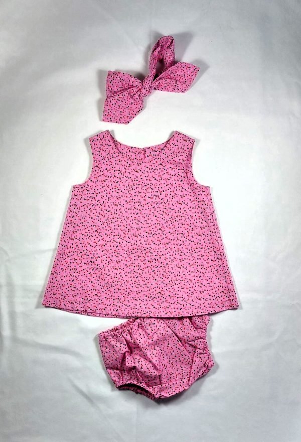 Baby Dress Pink Pants & Bow - Image 4