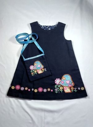 Navy Cotton Drill A-Line Dress