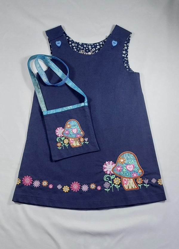 Navy Cotton Drill Pinafore Dress