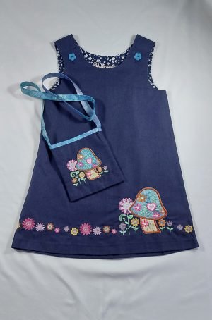 Navy Cotton Drill Pinafore Dress