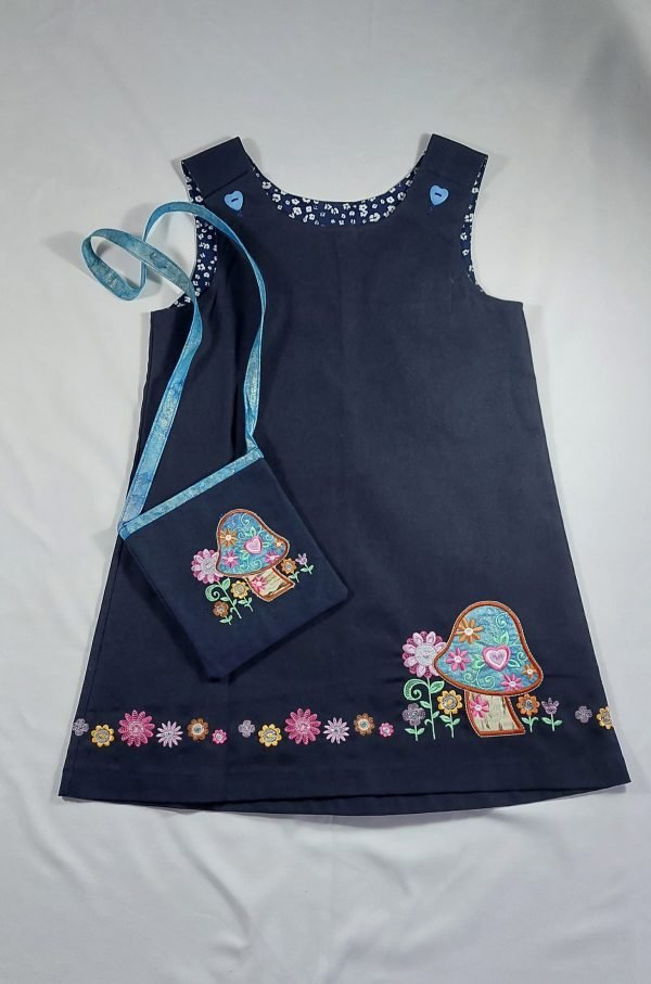 Navy Cotton Drill Pinafore Dress