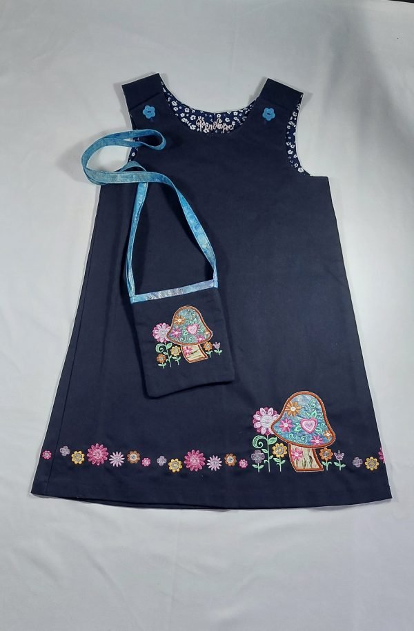 Navy Cotton Drill Pinafore Dress