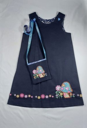 Navy Cotton Drill Pinafore Dress